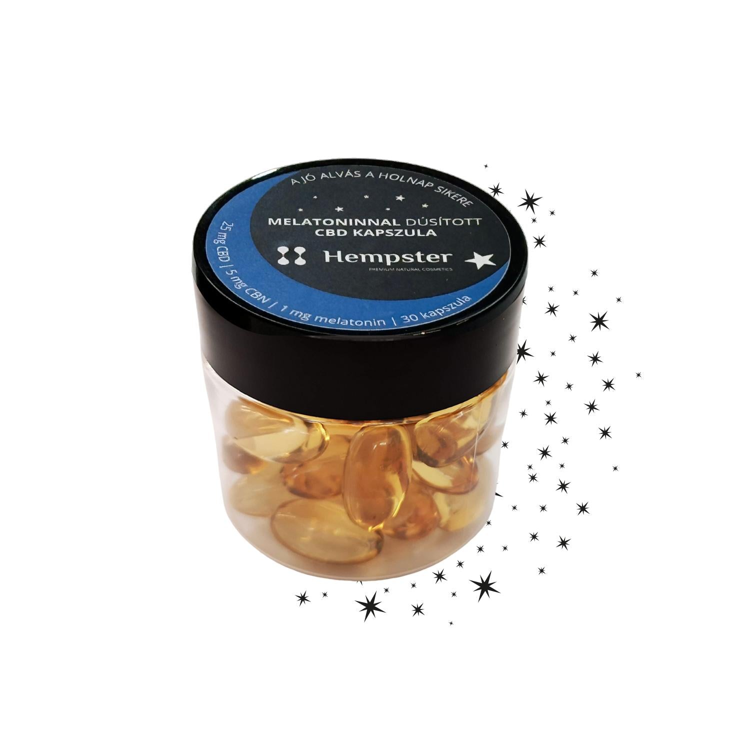 MELATONINNAL dúsított CBD gélkapszula (25 mg CBD+ 5 mg CBN)